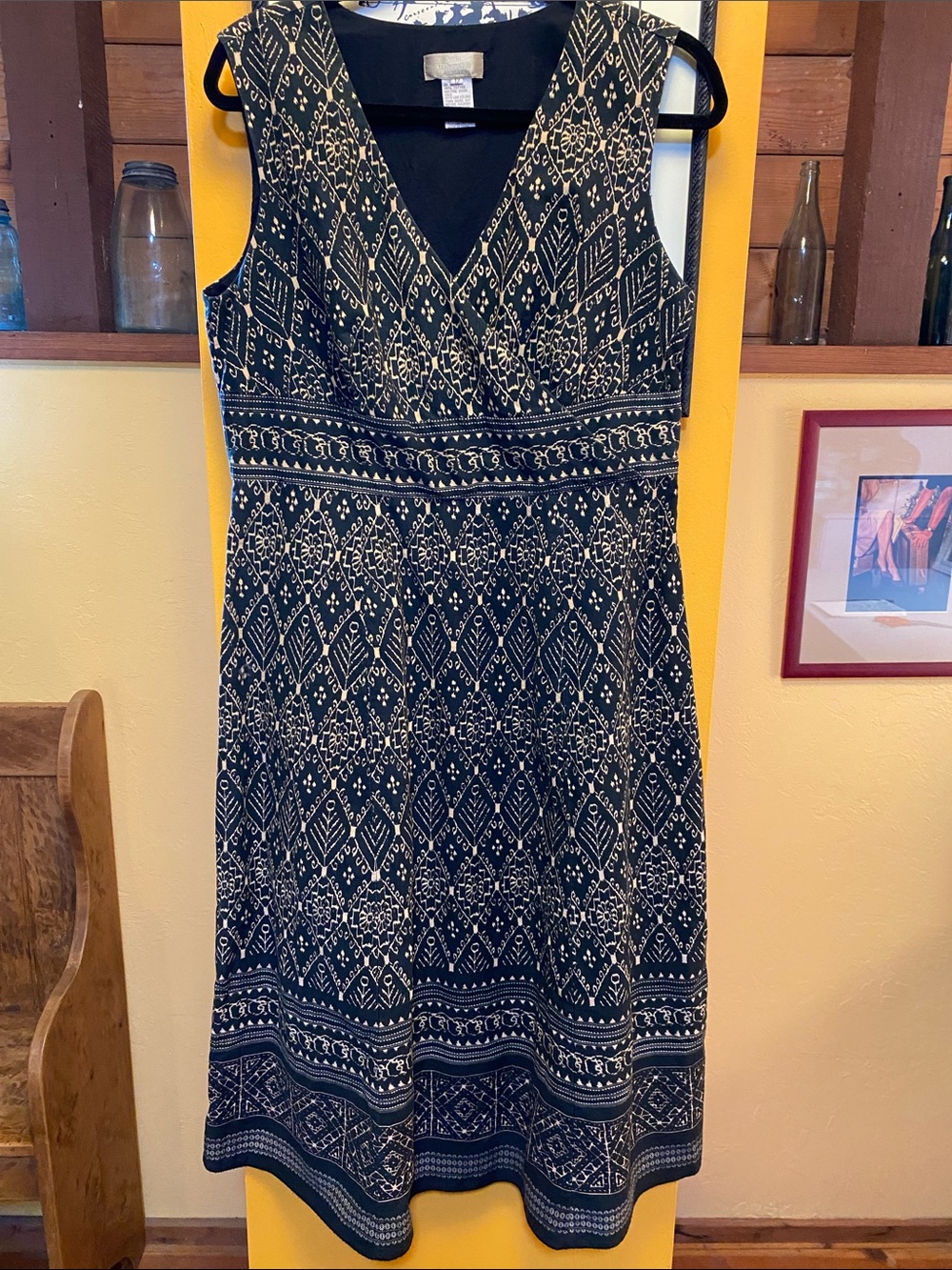 Vintage The Territory Ahead Surplice Cotton Batik Print Midi Dress